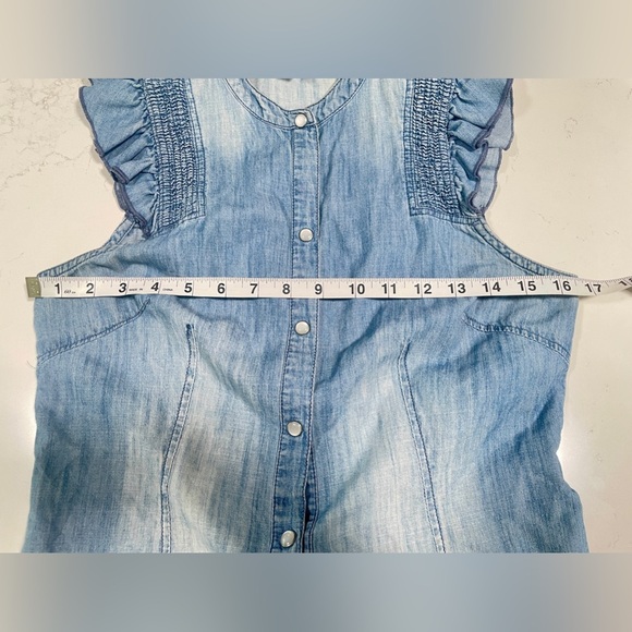 jessica simpson womens denim slutter sleeve pearl button-down shirt sz m (B4) - Picture 6 of 6